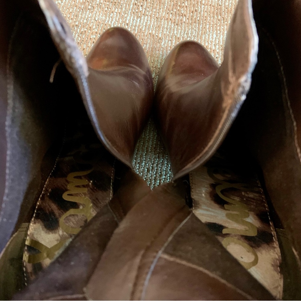 Sam Edelman Espresso Bean Brown Leather Maddox Side Zip Ankle Boots, size 9.5 - Picture 6 of 11